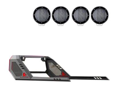 Black Horse Off Road - VIGOR Roll Bar With 2 Set of 5.3".Black Trim Rings LED Flood Lights-Black-2005-2024 Toyota Tacoma|Black Horse Off Road - Image 10