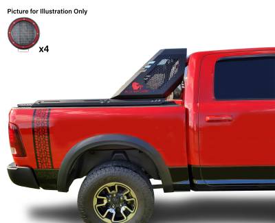 Black Horse Off Road - VIGOR Roll Bar With 2 Sets of 5.3" Red Trim Rings LED Flood Lights-Black-2005-2021 Nissan Frontier|Black Horse Off Road - Image 4