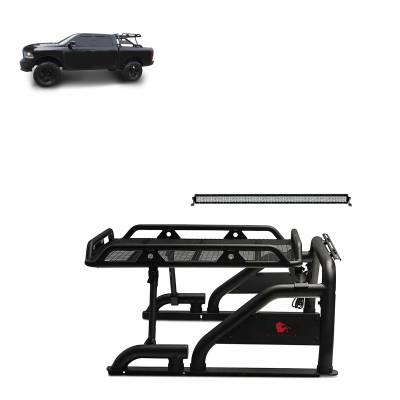 WARRIOR Roll Bar With 40" LED Light Bar-Black-Silverado/Sierra 14+,Ford F-150 15+,Dodge Ram 15+|Black Horse Off Road