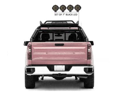 Black Horse Off Road - WARRIOR Roll Bar With 2 pairs of 7.0" Black Trim Rings LED Flood Lights-Black-Silverado/Sierra 14+,Ford F-150 15+,Dodge Ram 15+|Black Horse Off Road - Image 5