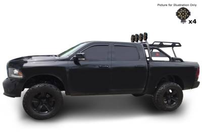 Black Horse Off Road - WARRIOR Roll Bar With 2 pairs of 7.0" Black Trim Rings LED Flood Lights-Black-Silverado/Sierra 14+,Ford F-150 15+,Dodge Ram 15+|Black Horse Off Road - Image 8