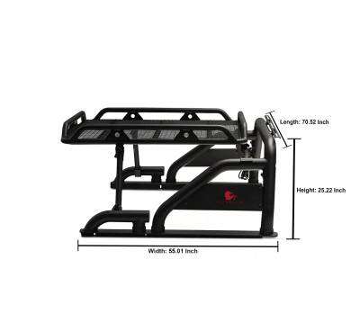 Black Horse Off Road - WARRIOR Roll Bar With 2 pairs of 7.0" Black Trim Rings LED Flood Lights-Black-Silverado/Sierra 14+,Ford F-150 15+,Dodge Ram 15+|Black Horse Off Road - Image 9