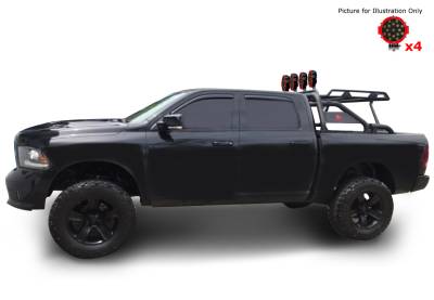 Black Horse Off Road - WARRIOR Roll Bar With 2 pairs of 7.0" Red Trim Rings LED Flood Lights-Black-Silverado/Sierra 14+,Ford F-150 15+,Dodge Ram 15+|Black Horse Off Road - Image 18