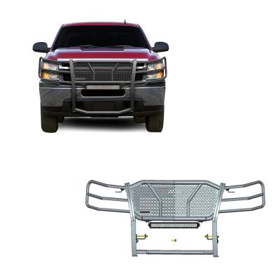 RUGGED Heavy Duty Grille Guard With 20" Double Row LED Light-Black-2007-2013 Chevrolet Silverado 1500|Black Horse Off Road