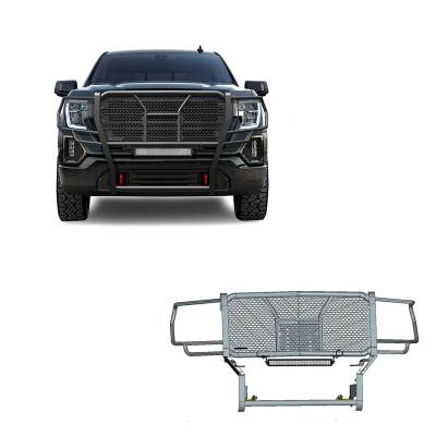 RUGGED Heavy Duty Grille Guard With 20" Double Row LED Light-Black-2019-2021 GMC Sierra 1500|Black Horse Off Road