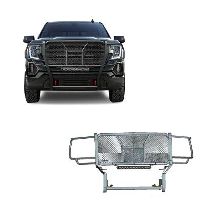 RUGGED Heavy Duty Grille Guard With Single Row LED Light-Black-2019-2021 GMC Sierra 1500|Black Horse Off Road