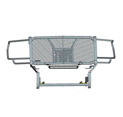 Black Horse Off Road - RUGGED Heavy Duty Grille Guard With 20" Double Row LED Light-Black-Sierra 2500 HD/Sierra 3500 HD|Black Horse Off Road - Image 6