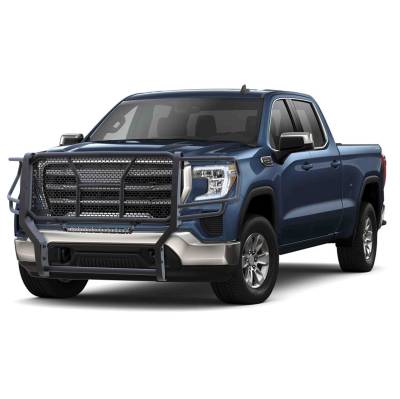 Black Horse Off Road - RUGGED Heavy Duty Grille Guard With Single Row LED Light-Black-Sierra 2500 HD/Sierra 3500 HD|Black Horse Off Road - Image 2