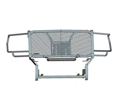 Black Horse Off Road - RUGGED Heavy Duty Grille Guard With Single Row LED Light-Black-Sierra 2500 HD/Sierra 3500 HD|Black Horse Off Road - Image 6