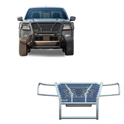 RUGGED Heavy Duty Grille Guard With Single Row LED Light-Black-2022-2024 Nissan Frontier|Black Horse Off Road