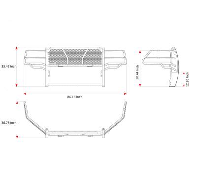 Black Horse Off Road - RUGGED Heavy Duty Grille Guard With Set of 7.0" Red Trim Rings LED Flood Lights-Black-Ram 2500/Ram 3500|Black Horse Off Road - Image 11