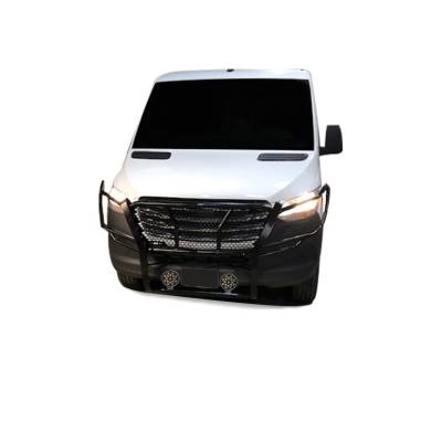 Black Horse Off Road - RUGGED Heavy Duty Grille Guard With Set of 7.0" Black Trim Rings LED Flood Lights-Black-Dodge,Mercedes and Freightliner Sprinter|Black Horse Off Road - Image 2