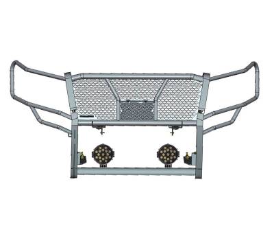 Black Horse Off Road - RUGGED Heavy Duty Grille Guard With Set of 7.0" Black Trim Rings LED Flood Lights-Black-2018-2024 Ford Expedition|Black Horse Off Road - Image 3