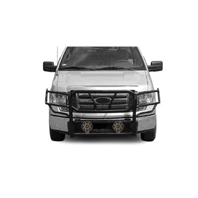 Black Horse Off Road - RUGGED Heavy Duty Grille Guard With Set of 7.0" Black Trim Rings LED Flood Lights-Black-2009-2014 Ford F-150|Black Horse Off Road - Image 2