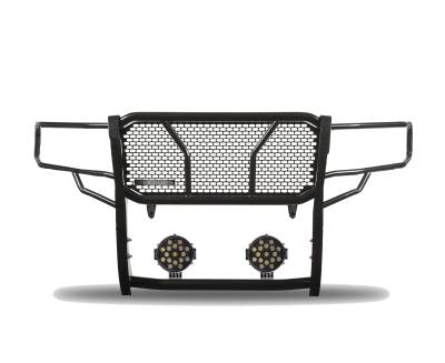 Black Horse Off Road - RUGGED Heavy Duty Grille Guard With Set of 7.0" Black Trim Rings LED Flood Lights-Black-2009-2014 Ford F-150|Black Horse Off Road - Image 3
