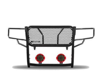 Black Horse Off Road - RUGGED Heavy Duty Grille Guard With Set of 7.0" Red Trim Rings LED Flood Lights-Black-2009-2014 Ford F-150|Black Horse Off Road - Image 3