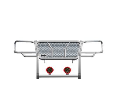 Black Horse Off Road - RUGGED Heavy Duty Grille Guard With Set of 7.0" Red Trim Rings LED Flood Lights-Black-2005-2015 Toyota Tacoma|Black Horse Off Road - Image 3