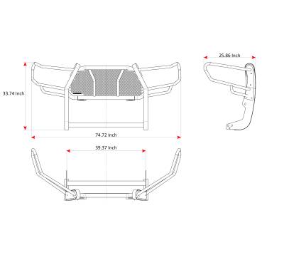 Black Horse Off Road - RUGGED Heavy Duty Grille Guard With Set of 7.0" Red Trim Rings LED Flood Lights-Black-2016-2023 Toyota Tacoma|Black Horse Off Road - Image 10