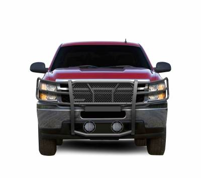 Black Horse Off Road - RUGGED Heavy Duty Grille Guard With Set of 5.3".Black Trim Rings LED Flood Lights-Black-2007-2013 Chevrolet Silverado 1500|Black Horse Off Road - Image 2