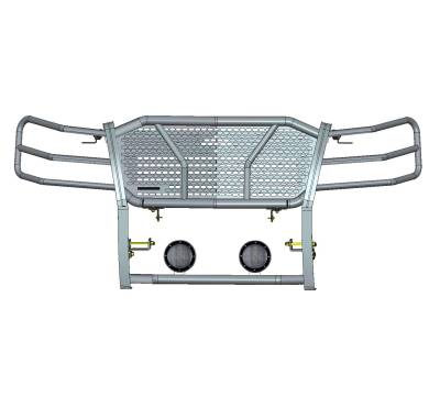Black Horse Off Road - RUGGED Heavy Duty Grille Guard With Set of 5.3".Black Trim Rings LED Flood Lights-Black-2007-2013 Chevrolet Silverado 1500|Black Horse Off Road - Image 3