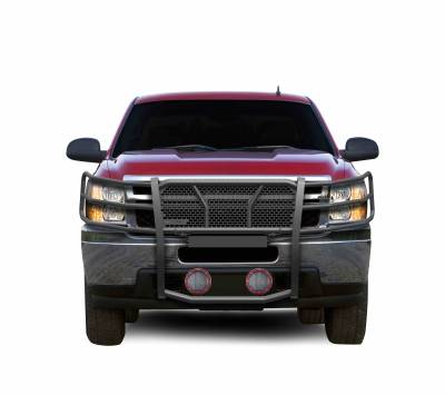 Black Horse Off Road - RUGGED Heavy Duty Grille Guard With Set of 5.3" Red Trim Rings LED Flood Lights-Black-2007-2013 Chevrolet Silverado 1500|Black Horse Off Road - Image 2