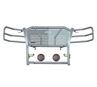 Black Horse Off Road - RUGGED Heavy Duty Grille Guard With Set of 5.3" Red Trim Rings LED Flood Lights-Black-Tahoe/Suburban 1500/Avalanche|Black Horse Off Road - Image 3