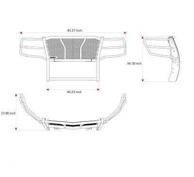 Black Horse Off Road - RUGGED Heavy Duty Grille Guard With Set of 5.3" Red Trim Rings LED Flood Lights-Black-Tahoe/Suburban|Black Horse Off Road - Image 12