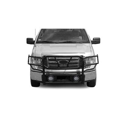 Black Horse Off Road - RUGGED Heavy Duty Grille Guard With Set of 5.3".Black Trim Rings LED Flood Lights-Black-2009-2014 Ford F-150|Black Horse Off Road - Image 2