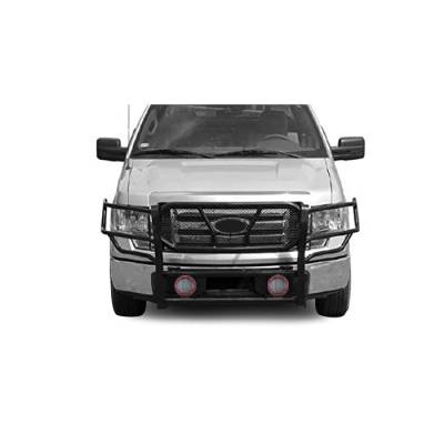 Black Horse Off Road - RUGGED Heavy Duty Grille Guard With Set of 5.3" Red Trim Rings LED Flood Lights-Black-2009-2014 Ford F-150|Black Horse Off Road - Image 2