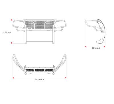 Black Horse Off Road - RUGGED Heavy Duty Grille Guard With Set of 5.3".Black Trim Rings LED Flood Lights-Black-2019-2023 Ford Ranger|Black Horse Off Road - Image 16