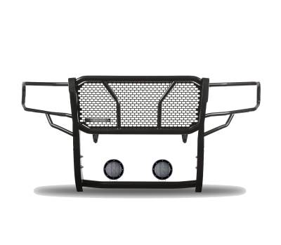 Black Horse Off Road - RUGGED Heavy Duty Grille Guard With Set of 5.3".Black Trim Rings LED Flood Lights-Black-Sierra 1500/Sierra 1500 Limited|Black Horse Off Road - Image 3