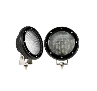 Black Horse Off Road - RUGGED Heavy Duty Grille Guard With Set of 5.3".Black Trim Rings LED Flood Lights-Black-Sierra 1500/Sierra 1500 Limited|Black Horse Off Road - Image 6