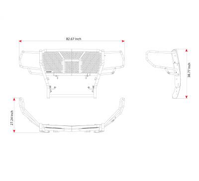 Black Horse Off Road - RUGGED Heavy Duty Grille Guard With Set of 5.3" Red Trim Rings LED Flood Lights-Black-2019-2021 GMC Sierra 1500|Black Horse Off Road - Image 14