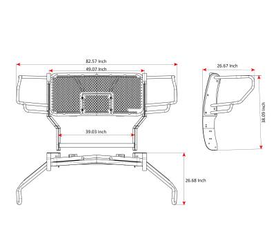 Black Horse Off Road - RUGGED Heavy Duty Grille Guard With Set of 5.3" Red Trim Rings LED Flood Lights-Black-Sierra 2500 HD/Sierra 3500 HD|Black Horse Off Road - Image 16