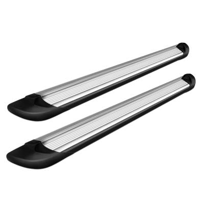 TRANSPORTER Running Boards-Silver-2019-2024 Chevrolet Silverado 1500 Crew Cab/2020-2024 Chevrolet Silverado 2500|3500 HD Crew Cab/2019-2024 GMC Sierra 1500 Crew Cab/2020-2024 GMC Sierra 2500|3500 HD Crew Cab|Black Horse Off Road