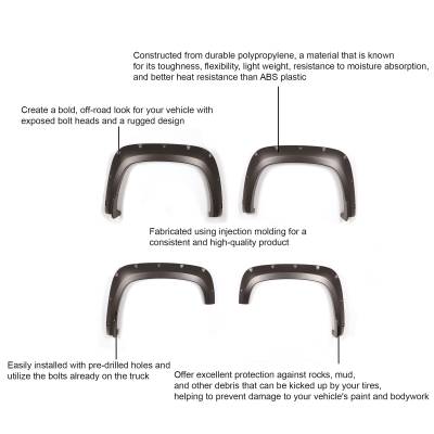 Black Horse Off Road - FENDER FLARES RIVETED Style-Black-2020-2023 Chevrolet Silverado 2500HD/3500HD|Black Horse Off Road - Image 2