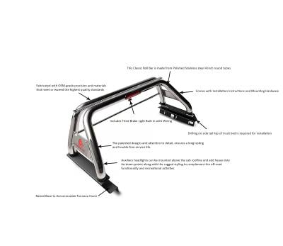 Black Horse Off Road - CLASSIC Roll Bar-Stainless Steel-Dodge/Ram 2500/3500, Chevrolet/GMC Silverado/Sierra 1500/2500 HD/3500/3500 HD, Ford F-150, Toyota Tundra, Nissan Titan|Black Horse Off Road - Image 5