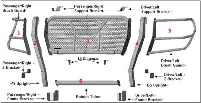 Black Horse Off Road - Rugged Heavy Duty Grille Guard Modular-Black- 2022-2025 GMC Sierra 1500|Black Horse Off Road - Image 3