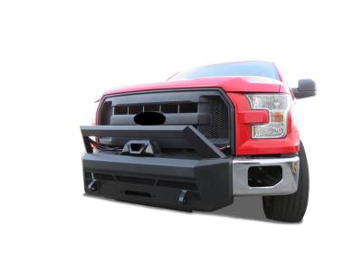 Black Horse Off Road - ARMOUR III Heavy Duty With 20" Single Row Light Bar and 12K Synthetic Rope Winch-Textured Black-2015-2017-Ford F-150|Black Horse Off Road - Image 6