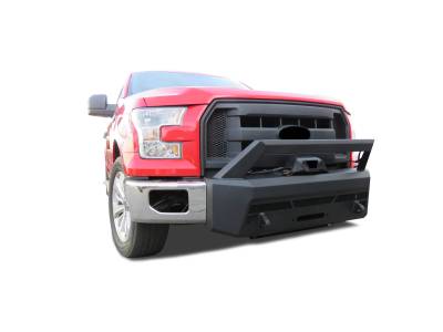 Black Horse Off Road - ARMOUR III Heavy Duty With 20" Single Row Light Bar and 12K Synthetic Rope Winch-Textured Black-2015-2017-Ford F-150|Black Horse Off Road - Image 9