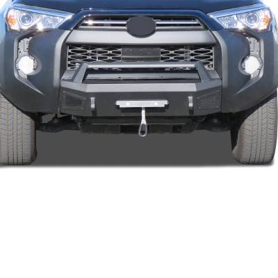 ARMOUR III Heavy Duty With 20" Single Row Light Bar and 12K Synthetic Rope Winch-Textured Black-2014-2024-Toyota 4Runner|Black Horse Off Road