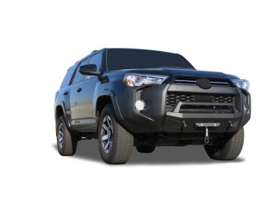 Black Horse Off Road - ARMOUR III Heavy Duty With 20" Single Row Light Bar and 12K Synthetic Rope Winch-Textured Black-2014-2024-Toyota 4Runner|Black Horse Off Road - Image 2