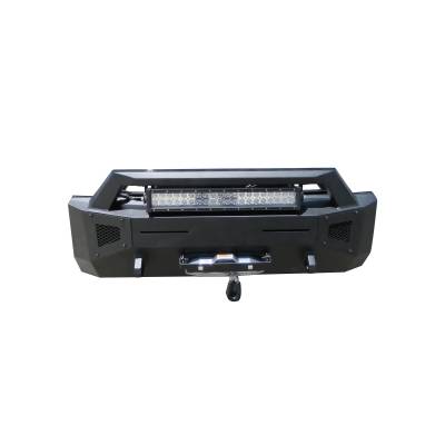 Black Horse Off Road - ARMOUR III Heavy Duty With 20" Single Row Light Bar and 12K Synthetic Rope Winch-Textured Black-2014-2021-Toyota Tundra|Black Horse Off Road - Image 2