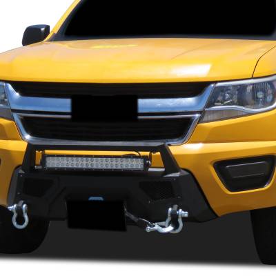 ARMOUR III Heavy Duty With 20" Single Row Light Bar-Textured Black-2015-2020 Chevrolet Colorado|Black Horse Off Road
