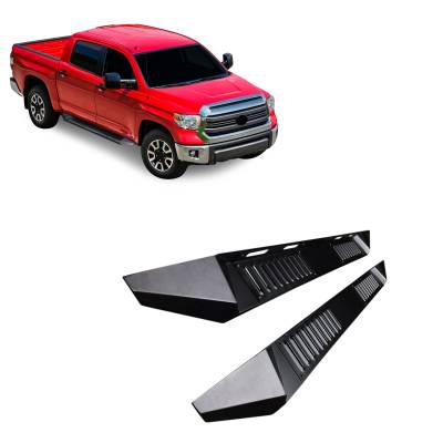 ARMOUR Heavy Duty Steel Running Boards-Black-2007-2021 Toyota Tundra Crew Max|Black Horse Off Road