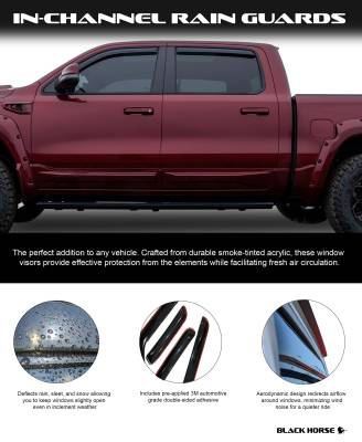 Black Horse Off Road - Black Horse Off Road [BHOR] |In Channel Rain Guard/Wind Deflectors|2023-2024 Chevrolet Colorado Crew Cab/2023-2024 GMC Canyon Crew Cab|Smoke,4Pcs|#1494218IN - Image 5