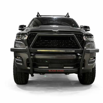 Black Horse Off Road - RAMBLER Grille Guard With 30" LED Bar Single Row-Black-2019-2023 Ram 1500|Black Horse Off Road - Image 14