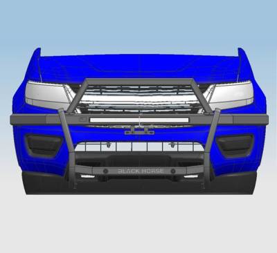 Black Horse Off Road - RAMBLER Grille Guard With 30" LED Bar Single Row-Black-2019-2023 Ram 1500|Black Horse Off Road - Image 28