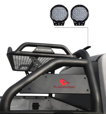 Black Horse Off Road - Atlas Roll Bar With Set of 9" Black Round LED Light-Black-2015-2026 Toyota Tacoma|Black Horse Off Road - Image 2