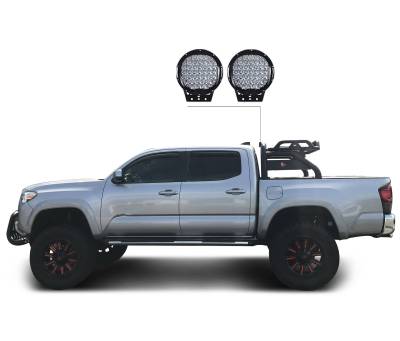 Black Horse Off Road - Atlas Roll Bar With Set of 9" Black Round LED Light-Black-2015-2026 Toyota Tacoma|Black Horse Off Road - Image 10